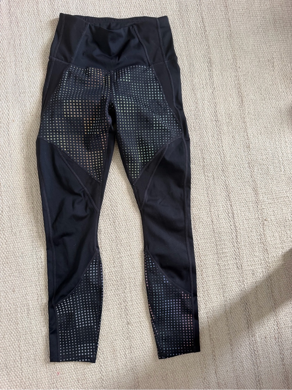 Athlete Black High-Waist Reflecting Dot-Panel Leggings
